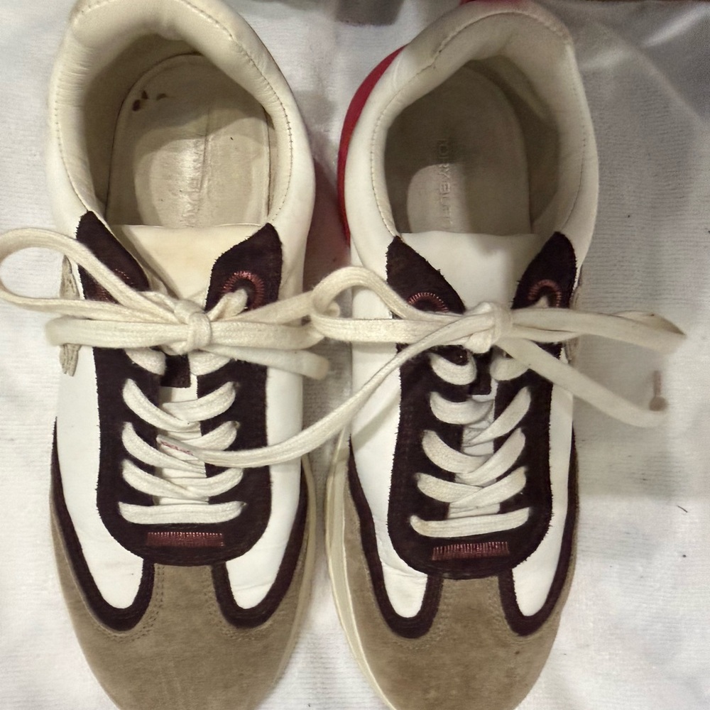 Tory Burch White and Brown Sneakers